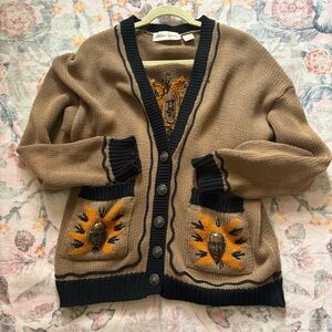 Rare Vintage Cardigan with Sun Face design